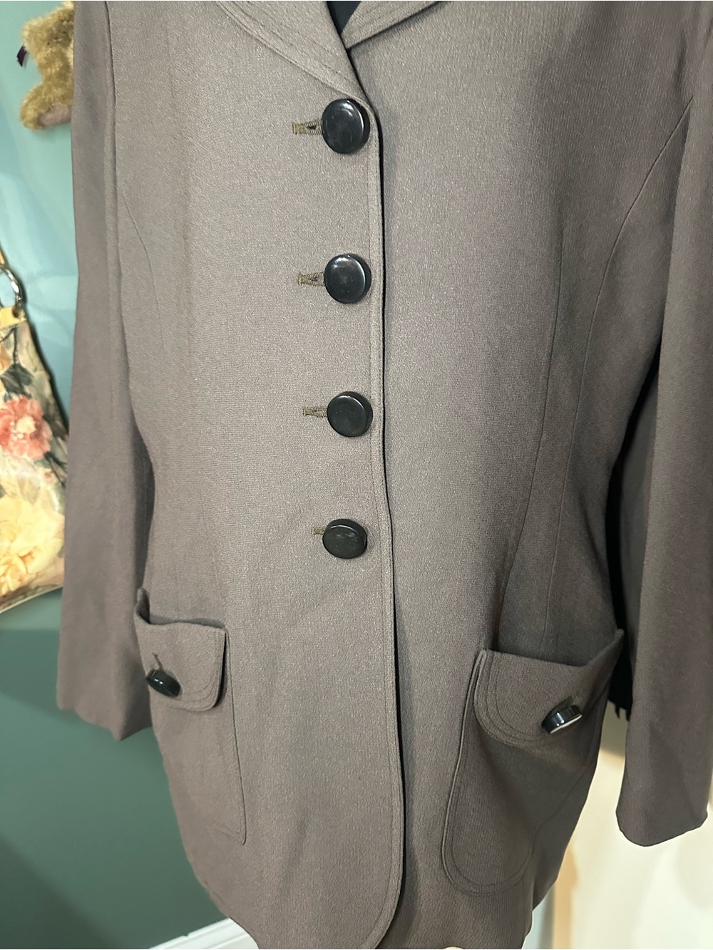 Vintage 90s Christian Dior Tailored Blazer Made in USA Taupe - Picture 4 of 7